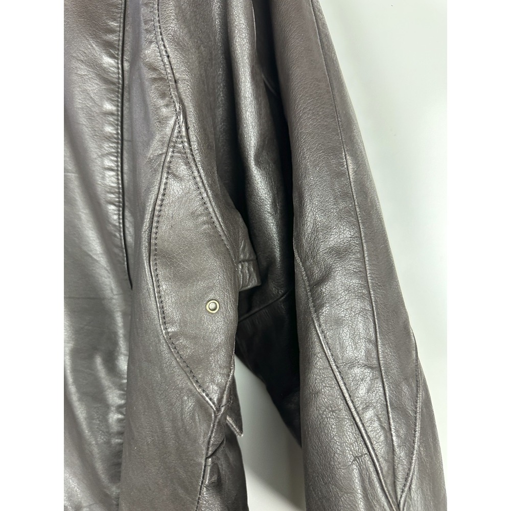 Vtg London Towne Leather Jacket Men's Large Brown Bomber Distressed 90s Style - Picture 6 of 16